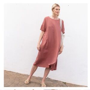 Not Perfect Linen Rennes oversized dress in Almost Apricot